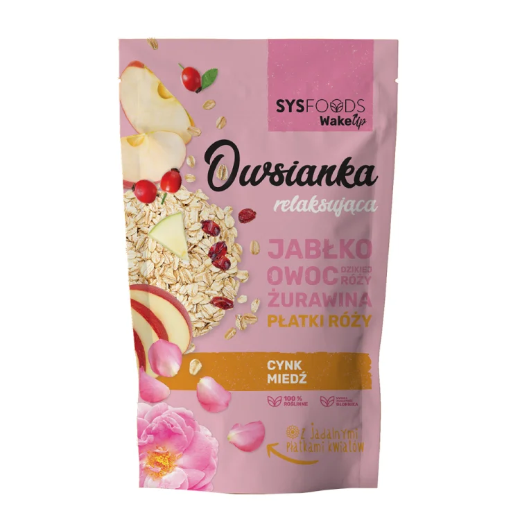Owsianka relaksująca jabłko żurawina płatki róży Dania Babaci Zosi allegro.png