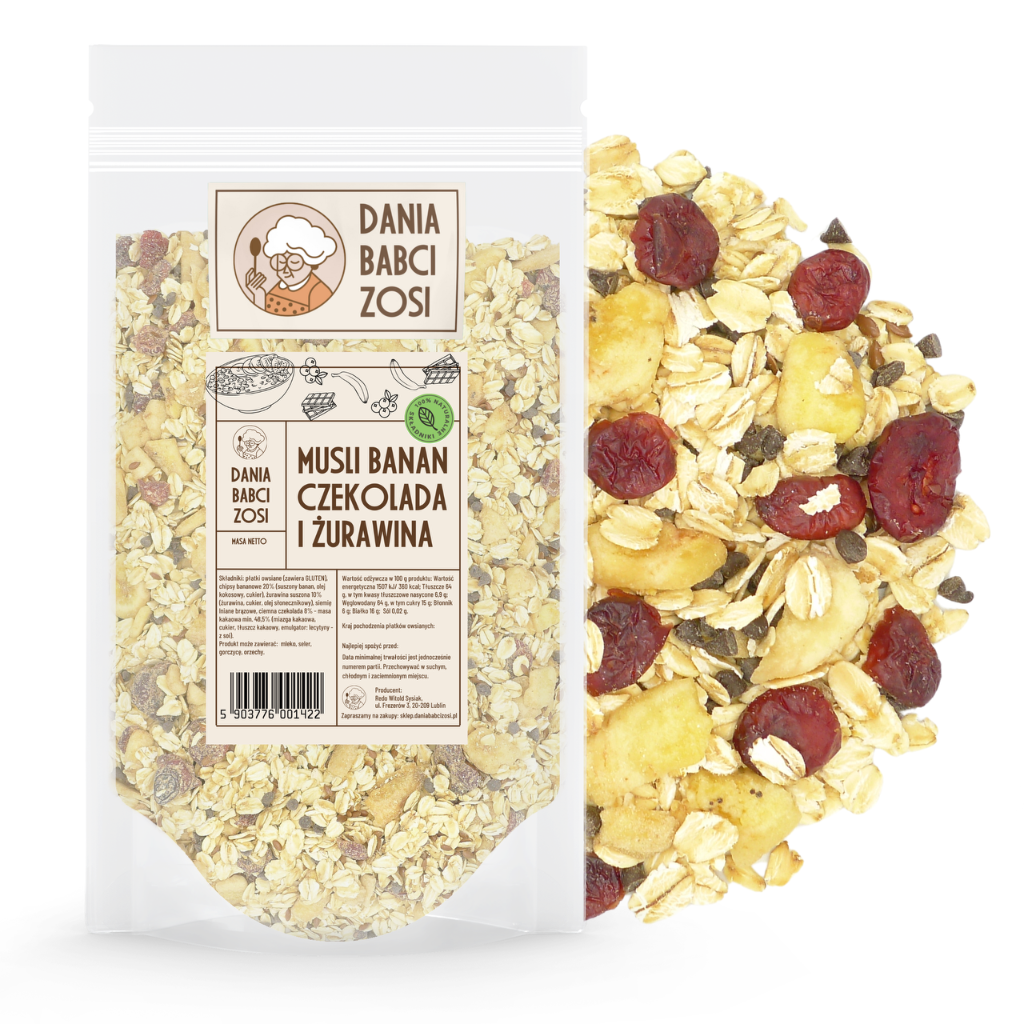 Musli banan, czekolada i żurawina 0,5kg - Dania Babci Zosi