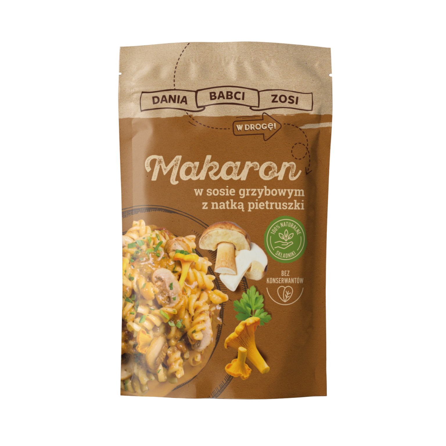 Makaron w sosie grzybowym z natką pietruszki 61 g - 100% naturalny skład - Dania Babci Zosi