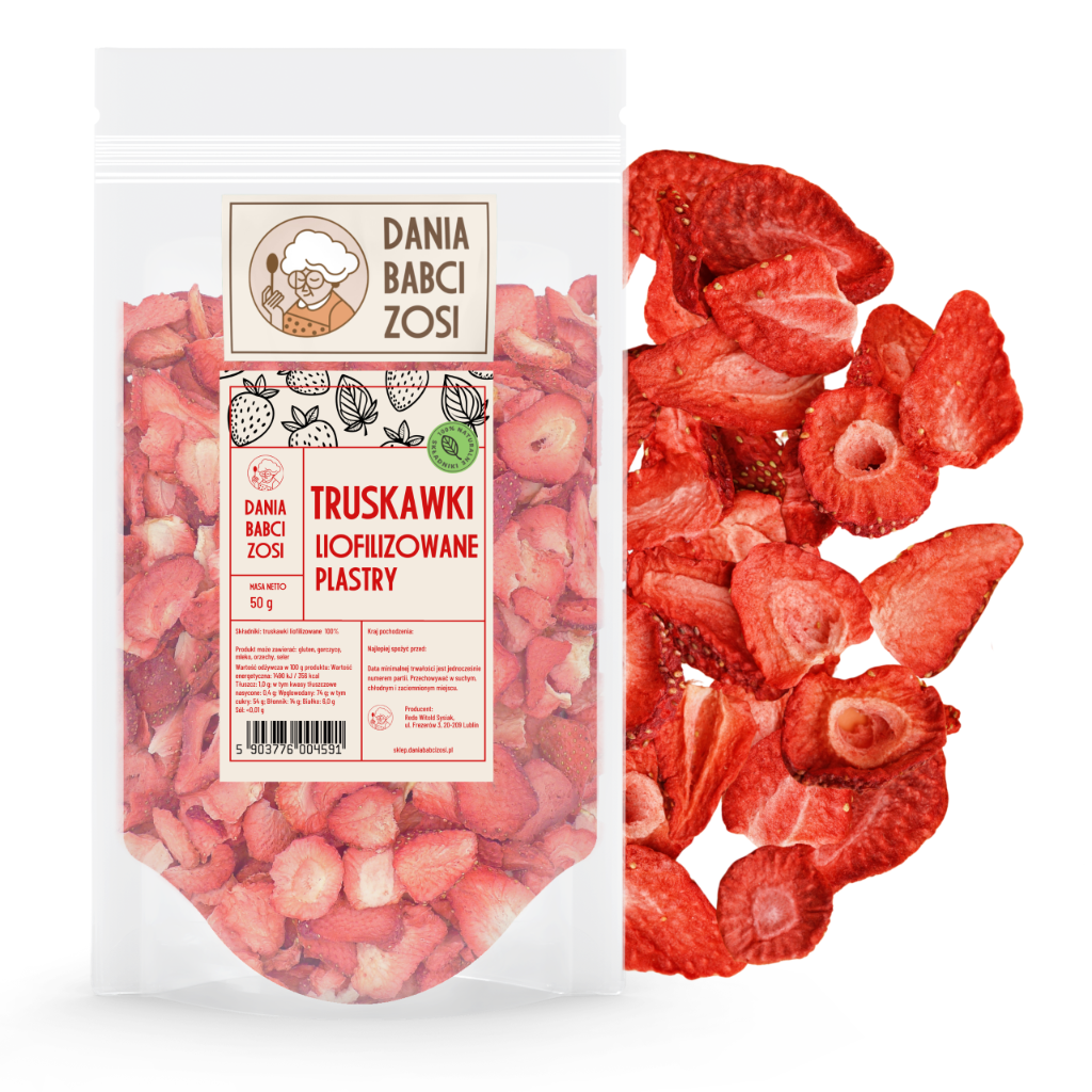 Truskawki liofilizowane plastry 50g - Dania Babci Zosi