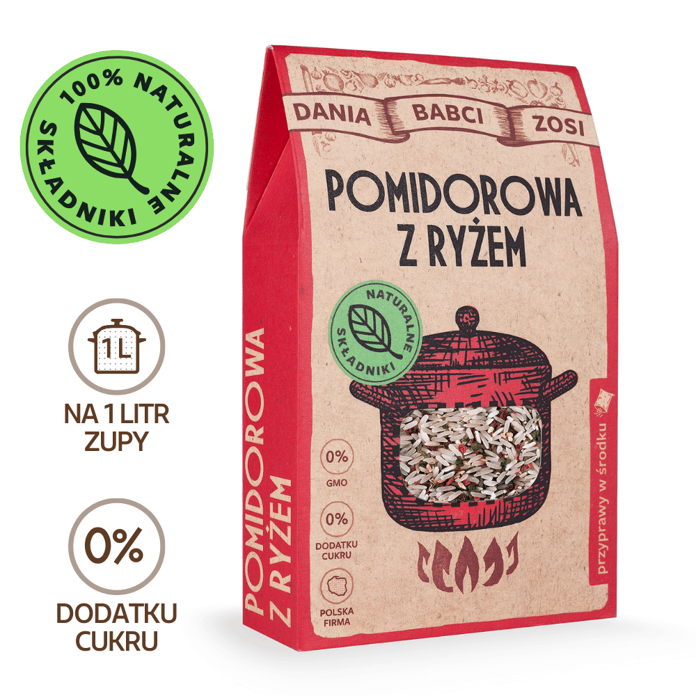 Zupa pomidorowa z ryżem - na 1 litr zupy - 100% naturalny skład